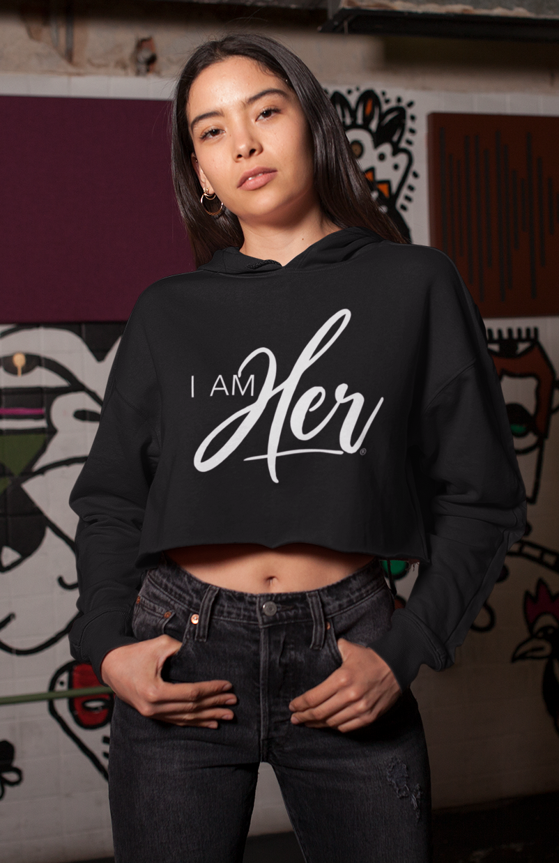 I AM HER Signature Women's Cropped Fleece Hoodie