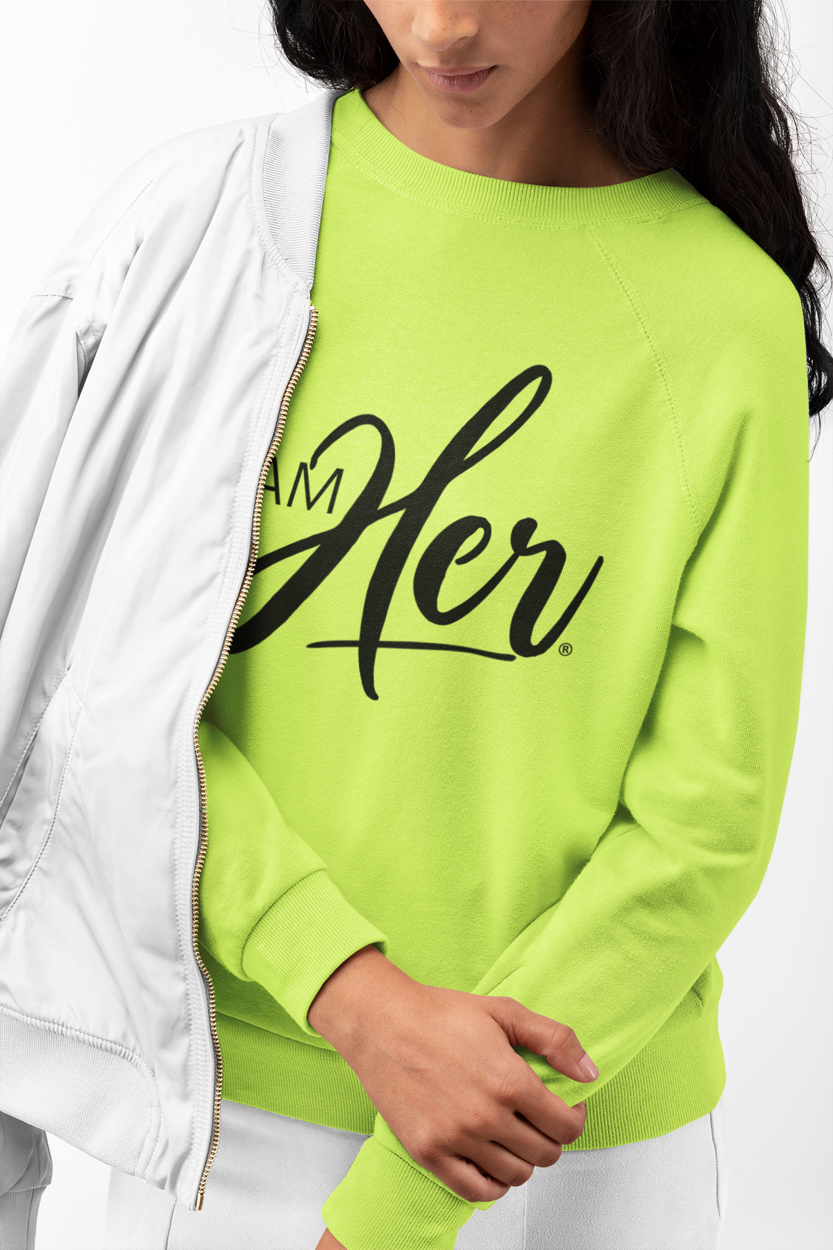 Neon green sweatshirt womens best sale